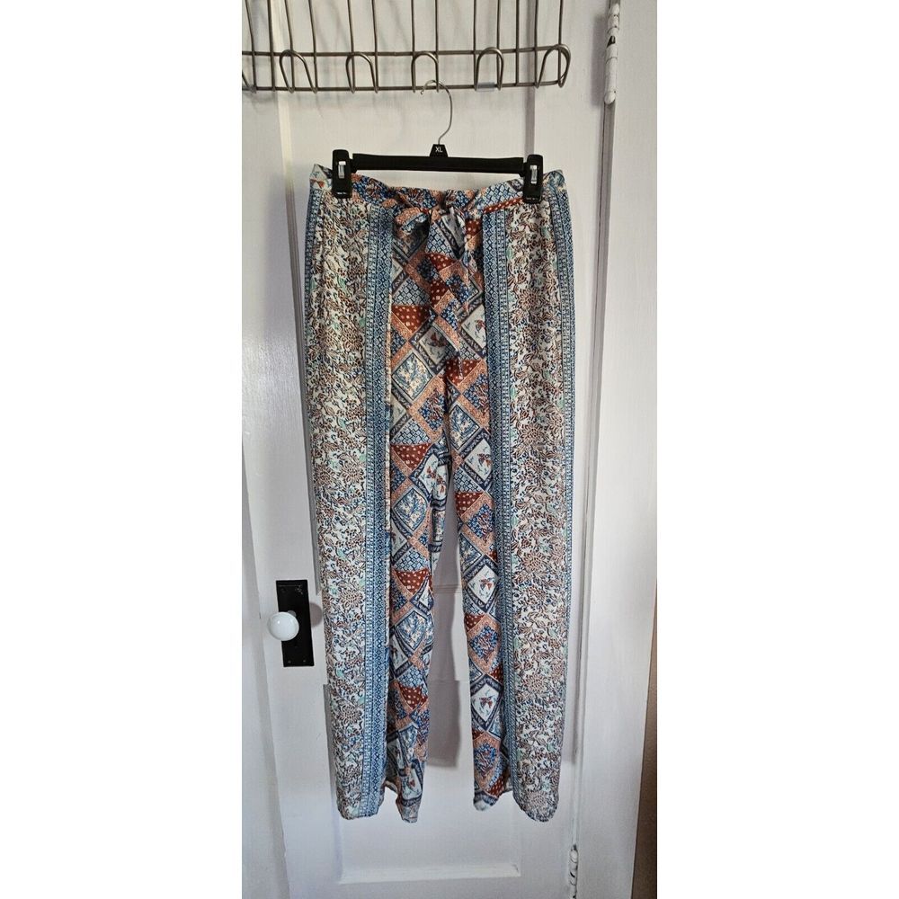 Elevenses Anthropologie Wide Leg Wrap Pants Seaflower Print Boho Sheer‎ Size 0